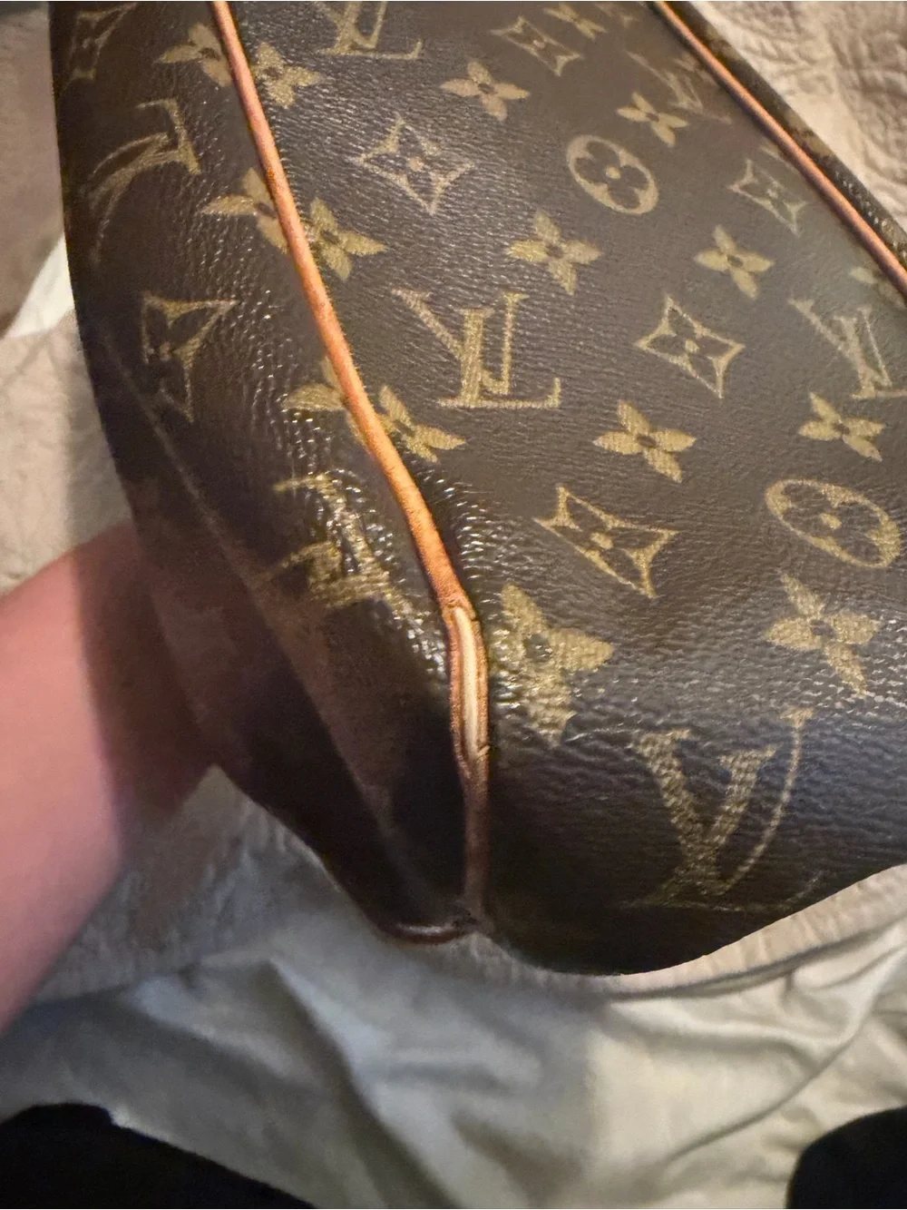 Louis Vuitton Monogram Canvas Shoulder Bag with Tan Trim
